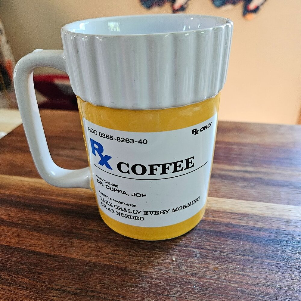 prescription coffee cup mug pill bottle design whimsical